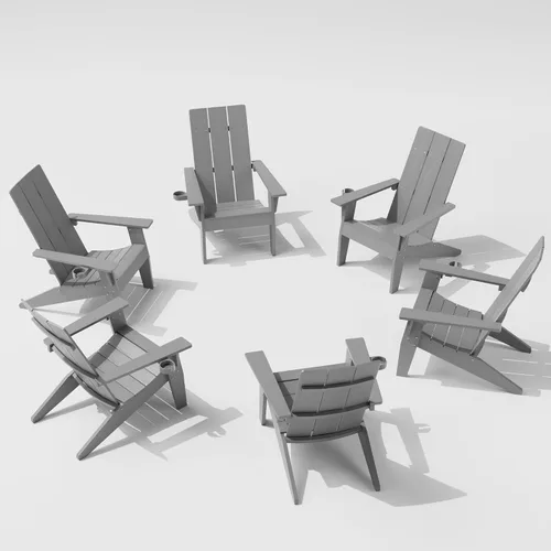 Miniatura 19 de MXIMU Silla Adirondack moderna resistente a la intemperie con portavasos, sillas de gran tamaño para hogueras Adorondic de plástico al aire libre