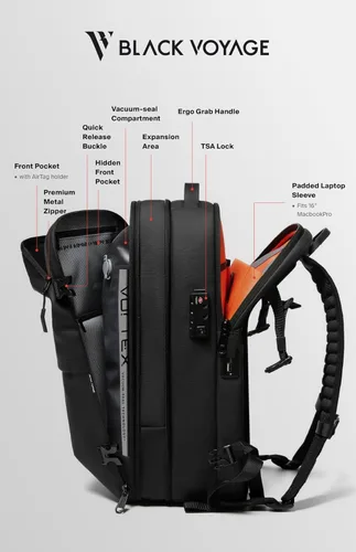 Miniatura 5 de BlackVoyage Vortex Vacuum Seal Travel Backpack 60L Expandable Air Compression System Water Resistant TSA Lock Carry-On