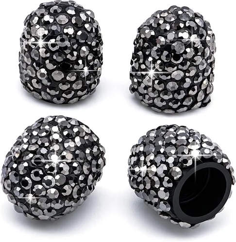Miniatura 15 de 8 PCS Tapas de Válvula de Vástago de Neumático con Diamantes de Cristal Brillante, Tapas de Válvula de Neumático de Coche a Prueba de Polvo Blanco
