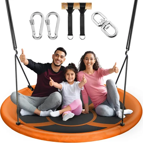 Miniatura 9 de Everyfun Columpio de Árbol Tipo Platillo Volador de 43" para Niños y Adultos, Capacidad de Peso de 700 libras, Columpio Platillo Volador Impermeable