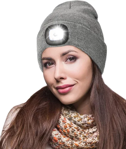 Miniatura 7 de MELASA Gorro unisex con luz, recargable por USB, manos libres, gorro LED, regalos de invierno para hombres