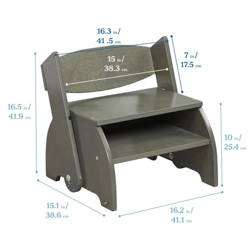 Miniatura 2 de ECR4Kids Taburete y silla Flip-Flop, muebles para niños, gris lavado