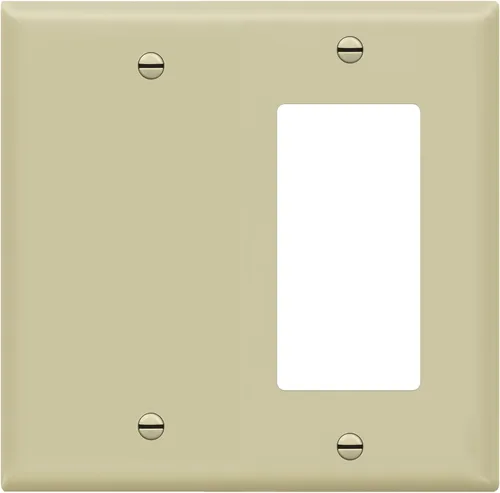 ENERLITES - Placa de pared combinada para interruptor de vaivén decorativo/toma de corriente en blanco, tamaño estándar, cubierta de interruptor de