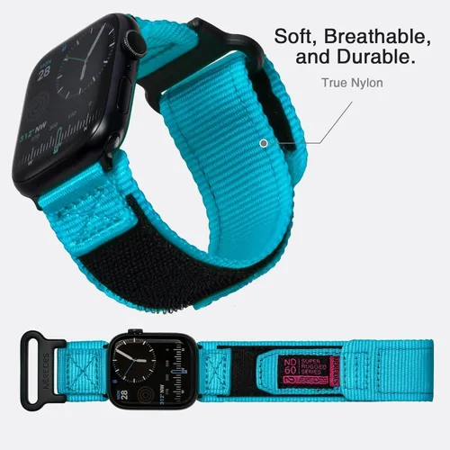 Miniatura 6 de Nereides Compatible con Apple Watch Series 11 Band Series 10/9/8/7/6/5/4/SE/SE2/SE3, correa deportiva de nailon con diseño tejido para 1.654 Al Aqua