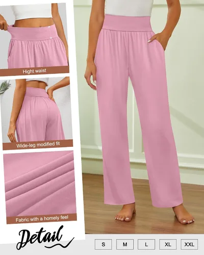 Miniatura 103 de Neer - Conjunto de 3 pantalones de yoga de pierna ancha para mujer - Pantalones deportivos cómodos, holgados, de cintura alta y casuales
