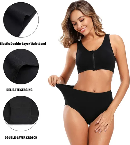 Miniatura 3 de Molasus Ropa interior de algodón para mujer de cintura alta, cobertura completa, bragas para mujer (talla regular y grande)
