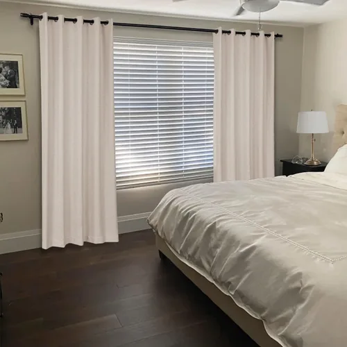Miniatura 2 de Frelement Cortinas opacas de lino natural, paneles de cortinas con ojales para sala de estar, cortinas con aislamiento térmico, 52 pulgadas de ancho