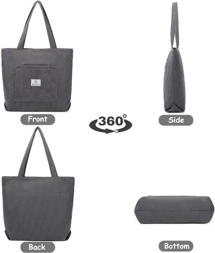 Miniatura 6 de Makukke Corduroy Totes Bag Women - Shoulder Hobo Bag Handbags Crossbody Bag Big Capacity Shopping Purses
