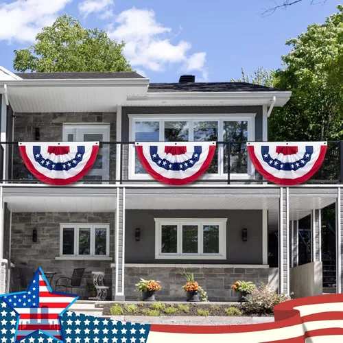Miniatura 7 de Banderines de American Flags USA de 2 x 4 pies para celebración exterior del 250 aniversario, decoraciones patrióticas del 4 de julio al aire libre