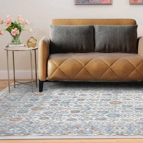 Miniatura 7 de Fashionwu Alfombra de baño con diseño floral para pasillo, alfombra moderna envejecida para sala de estar, alfombra turca, alfombra estética