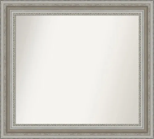 Miniatura 385 de Amanti Art Espejo de baño plateado para sobre el fregadero, 26 x 26 pulgadas, espejo cuadrado de plata antigua, marco de madera tradicional mediano