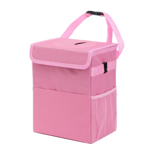 Miniatura 10 de AOKJOY Basurero para automóvil con tapa a prueba de fugas, bote de basura para vehículo, 3 bolsillos de almacenamiento, colgante, bolsa de basura