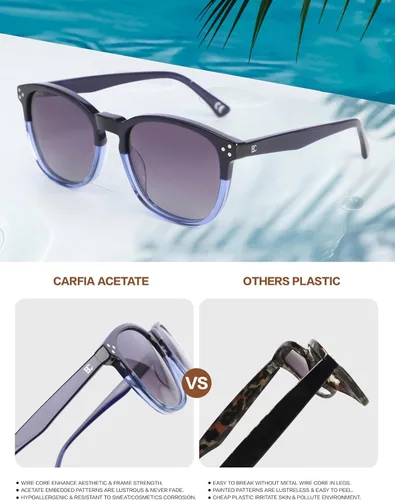 Miniatura 9 de Gafas de sol polarizadas para mujer con protección UV para mujer, a la moda, grandes sombras con marco de acetato BC2110
