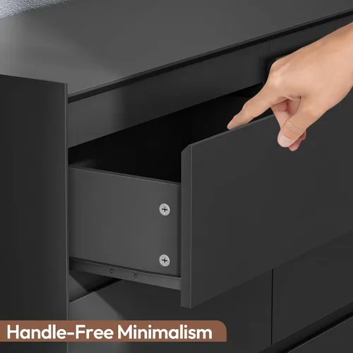 Miniatura 4 de Cómoda extra ancha de 9 cajones para dormitorio, cómoda de madera moderna, armario de almacenamiento resistente sin asas con kit antipuntas, mesa