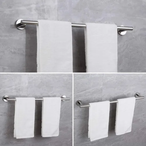Miniatura 2 de SUS 304 - Toallero de acero inoxidable de 24 pulgadas montado en la pared para baño, estilo moderno, acabado pulido