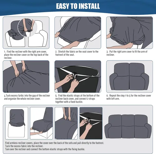 Miniatura 6 de TAOCOCO Funda para sofá reclinable, 3 piezas de fundas de tela de poliéster elástica para sofá reclinable de 3 asientos, protector de muebles suave