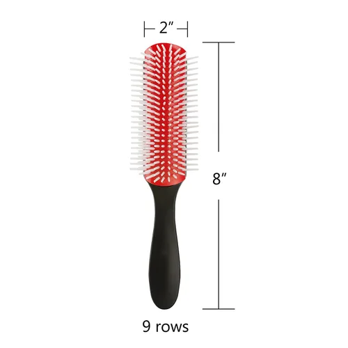 Miniatura 2 de Cepillo de pelo de 9 filas, fácil de limpiar, cepillo extraíble para peinar, desenredar, moldear, alisar, secar, separar, definir rizos para cabello