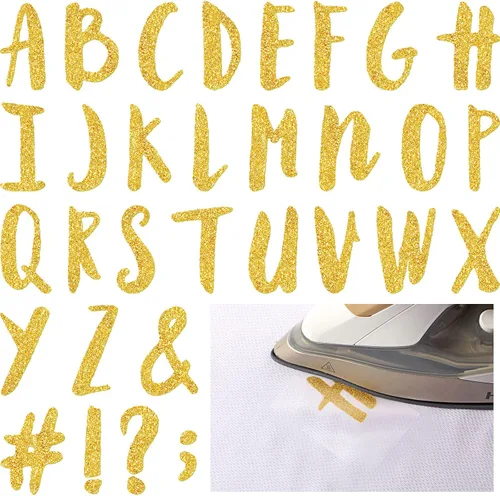 Miniatura 10 de 279 letras termo-adhesivas de 1.5 pulgadas, letras de transferencia de la A a la Z, calcomanías de letras para medias de Navidad, letras flocadas