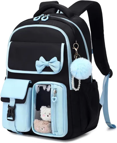 Miniatura 9 de Mochila para niñas, mochila escolar para niñas, bonita mochila con lazo para niñas, niños y adolescentes, para estudiantes de escuela primaria