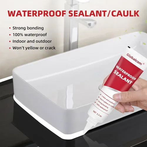 Miniatura 2 de Globalcom Calafateo de silicona avanzado para cocina y baño, sellador de silicona impermeable para uso interior y exterior, adherencia más fuerte a