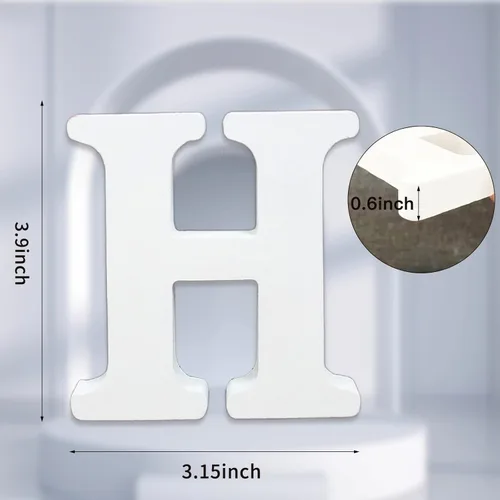 Miniatura 2 de AOCEAN Letras de madera blanca de 4 pulgadas sin terminar para decoración de pared, letras decorativas de pie en rodajas, decoración de tablero