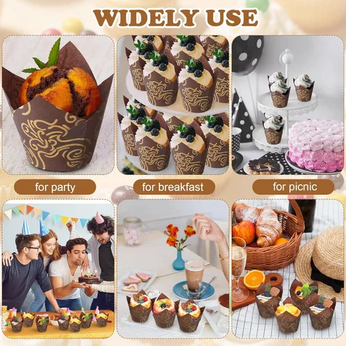 Miniatura 5 de 600 forros para magdalenas, moldes de tulipán para hornear cupcakes, tulipanes para hornear brownies, envoltorios de papel a prueba de grasa