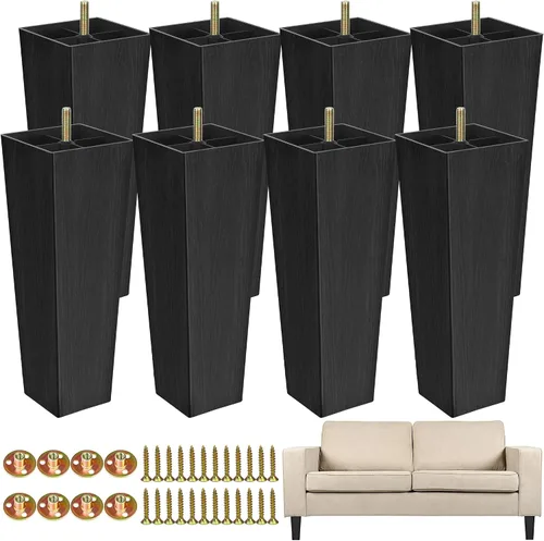 Miniatura 12 de TURSTIN Paquete de 8 patas cuadradas de plástico para sofá de 2 pulgadas, patas cuadradas para sofás, sillas, color negro