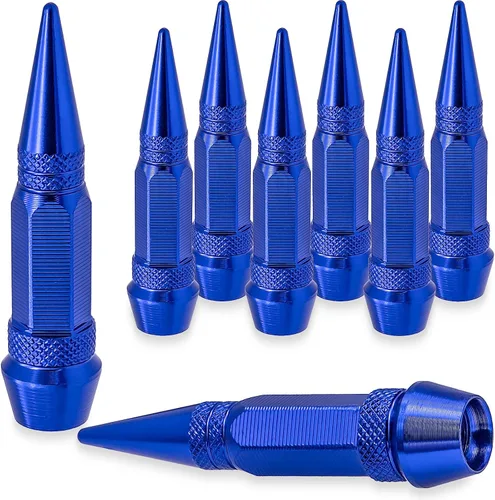 Miniatura 13 de 4 piezas de tapas de válvula de rueda con estilo púas, cubiertas universales de válvula de rueda de aleación de aluminio a prueba de polvo