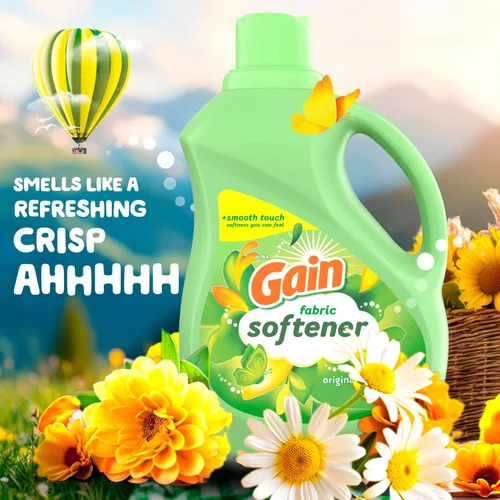 Miniatura 3 de Gain Suavizante líquido para ropa, aroma original, 35 fl oz líq., 48 lavados, Toque suave - suavidad que puedes sentir