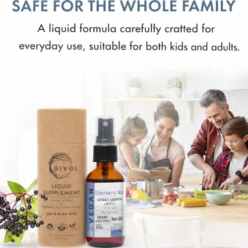 Miniatura 5 de Extracto líquido orgánico de saúco (Sambucus Nigra) - Fórmula líquida de calidad para niños y adultos - altos niveles de flavonoides, fácil