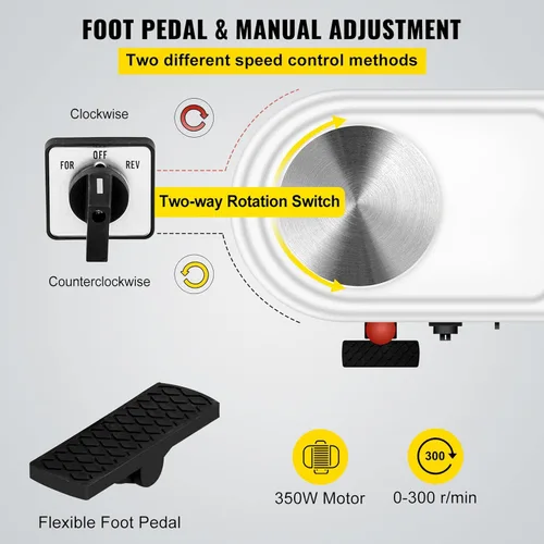 Miniatura 4 de VEVOR Rueda de cerámica de 11 pulgadas para adultos principiantes, máquina formadora eléctrica de 350 W con pedal de lavabo desmontable de 0 a 300