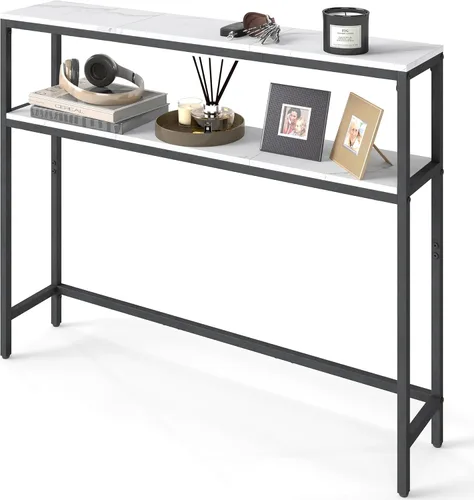 Miniatura 14 de VASAGLE Mesa consola, mesa de sofá estrecha de 2 niveles con 2 estantes, 7.9 x 31.5 x 31.5 pulgadas, para sala de estar, pasillo, entrada, gris