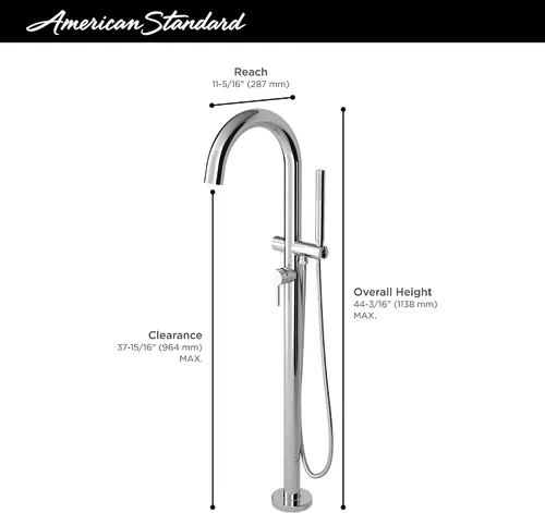Miniatura 3 de American Standard T064951.243 Kit de acabado contemporáneo redondo para llenado de tina independiente para válvula de entrada Flash, negro mate