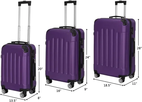 Miniatura 34 de Juego de equipaje de 3 piezas – Maletas con ruedas giratorias multidireccionales – Bolsa de viaje Maleta ABS con bloqueo TSA – Maletas de carcasa