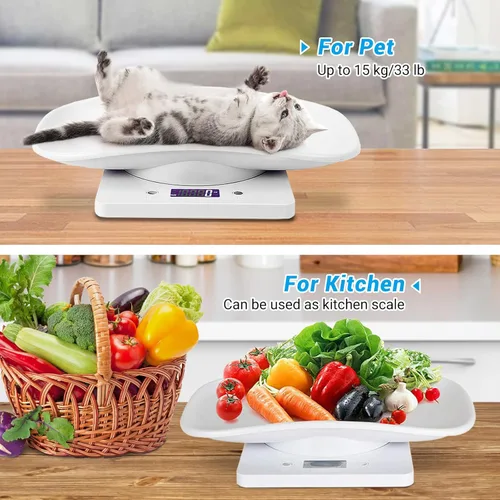 Miniatura 7 de Báscula digital para mascotas con cinta métrica, báscula de animales pequeños con pantalla LCD, báscula de alimentos de cocina multifuncional