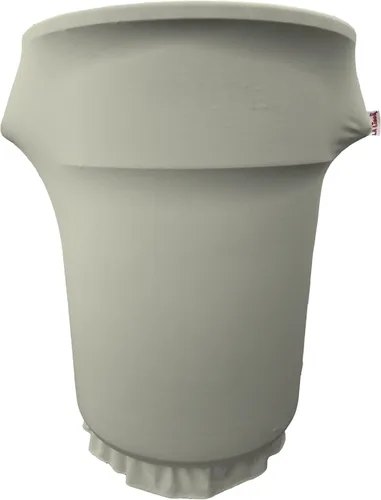 Miniatura 40 de LA Linen Cubierta para cubo de basura ajustable de elastano elástico de 32 galones, cubierta redonda para contenedor de residuos, decoración de Gris