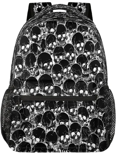 Miniatura 29 de Pardick Mochilas de calavera de Halloween para niños y niñas, divertidas y ligeras de 16 pulgadas, mochila escolar para laptop, mochila