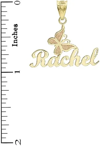 Miniatura 4 de 10K or 14K Yellow White or Rose Gold Personalized Name Butterfly Pendant Custom Made Any Name - Choice of Metal