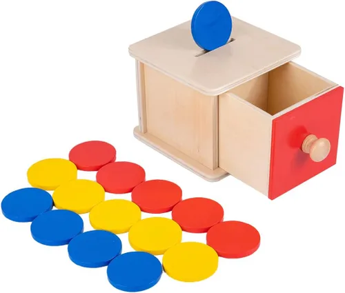 Miniatura 14 de Adena Montessori Caja de monedas, caja de permanencia para monedas de bebé de 1 año, juguetes de desarrollo de bolas de madera para bebés de 6 a 12