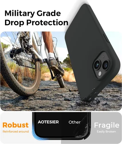 Miniatura 4 de AOTESIER Funda compatible con iPhone 14 Plus, cuerpo completo silicona de grado alimenticio resistente al desgaste, protección anticaídas con forro
