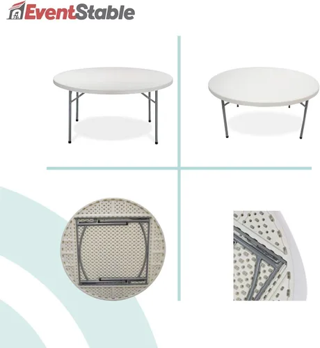 Miniatura 5 de EventStable TitanPRO - Mesa plegable de plástico resistente para exteriores, redonda de 60 pulgadas, 5