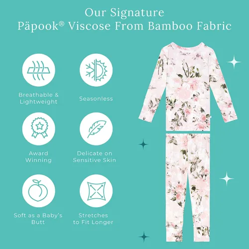 Miniatura 15 de Posh Peanut Pijamas para niñas, suaves, de viscosa de bambú para niños, pijamas a juego de manga larga para niñas