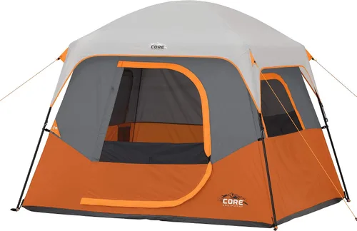 CORE Tienda de campaña para camping familiar | Tienda de campaña portátil para 4 personas y 6 personas con bolsa de transporte para acampar al aire