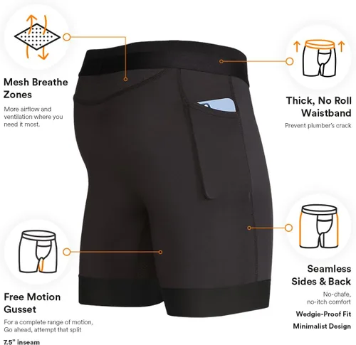 Miniatura 6 de All Citizens Mens Compression Shorts - Two Waterproof Pockets, Moisture Wicking & Quick Drying Fabric, Performance Baselayer