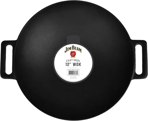 Miniatura 3 de Jim Beam Wok, plancha y sartén de hierro fundido de construcción resistente de 12 pulgadas