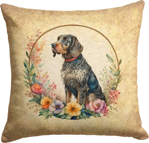 Miniatura 163 de Caroline's Treasures DAC2072PW1414 Affenpinscher and Flowers - Almohada decorativa de tela, lavable a máquina, para interiores y exteriores