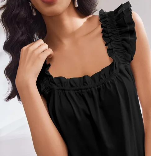 Miniatura 4 de Ekouaer Conjunto de pijama para mujer, conjunto de 2 piezas con volantes, camiseta sin mangas suave y pantalones cortos, conjunto de pijama de novia