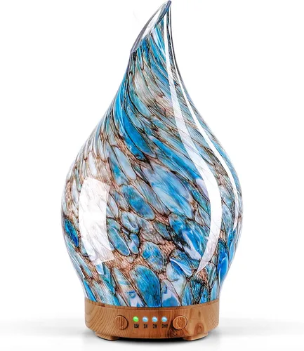 Miniatura 8 de Porseme Difusor de Aceite Esencial de 280ml, Difusor de Aroma 3D de Vidrio Soplado a Mano, Difusor Ultrasónico de Aromaterapia de Niebla Fresca