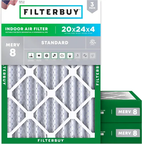 Miniatura 34 de Filterbuy - Filtro de aire MERV 8 de 21x22x1 de defensa esencial contra el polvo y las alergias (paquete de 3), filtros plisados electrostáticos