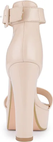 Miniatura 5 de IDIFU - Tacones de plataforma de 5pulgadas para mujer, sandalias Sabrina IN5 de tacón alto y grueso, correa de tobillo, zapatos sexis y elegantes